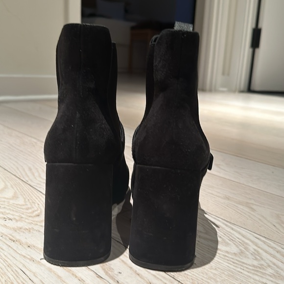 Black suede Prada block heel ankle boots - Picture 3 of 3